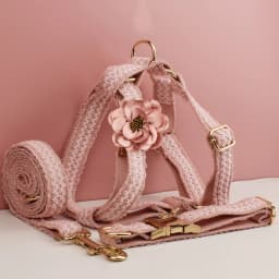 Pink Lace Dog Collar Personalizd Custom Engraved Nameplate Pet Wedding Collar Harness For Dogs Dog Accessories Luxury Lace03