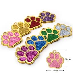 Wholesale 20pcs Dog Cat Tag Pet Dog Collar Accessories Personalized Paw Shape ID Tags Name No. Telephone Tags For Dog Supplies