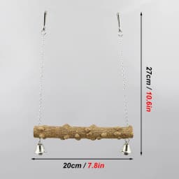 Wood Parrot Stand Pole Swing Toy with Bell for Bird Tiger Skin Claw Grinding Beak Grinding Stand Pole Bird Cage Accessories