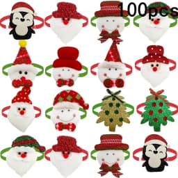 50/100pcs Christmas Pet Dog Bowties Cat Dog Bow Ties Small Dog Collar Snowman Deer Holiday Grooming Neckties Bowtie Pet Supplies