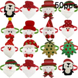 50/100pcs Christmas Pet Dog Bowties Cat Dog Bow Ties Small Dog Collar Snowman Deer Holiday Grooming Neckties Bowtie Pet Supplies