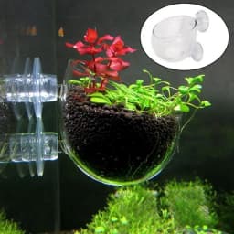 Aquarium Decoration Plant Cup Pot Acrylic Aquatic Plant Cup With Suction Holder Water Potted Planting Cup Aquarium Feeding Tool