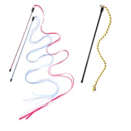 Interactive Cats Toys Long Satin Ribbon Cat Teaser Rod Toy Kitten Playing Teaser Wand Toy Cat Stick Toy