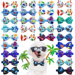 10PCS Summer New Dog Bow Tie Beach Series Handmade Adjustable Cartoon Print Pet Collars Neckties For Dog Pet Dog Accessories