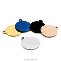 Wholesale 100Pcs Personalized Pet ID Tag Dog Custom Dog ID Tag Engraved Retro Personalized Name ID Tag Round Stainless Steel Tag