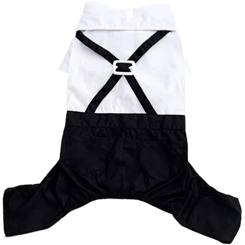 Stylish Dog Tuxedo Suit Prince Wedding Costume White Black Formal Clothes with Bowtie Puppy Jumpsuit for Small Dogs
