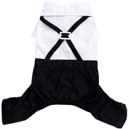 Stylish Dog Tuxedo Suit Prince Wedding Costume White Black Formal Clothes with Bowtie Puppy Jumpsuit for Small Dogs