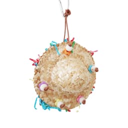Handmade Straw Weaving Cap Shape Parrots Chew Toy Birdcage Hanging Swing Toy Bird Chew Toy Standing Perches for Cockatiel Conure