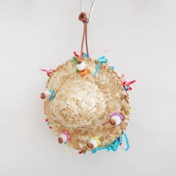 Handmade Straw Weaving Cap Shape Parrots Chew Toy Birdcage Hanging Swing Toy Bird Chew Toy Standing Perches for Cockatiel Conure
