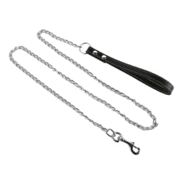 Heavy Duty Metal Chain Dog Lead With Leather Handle Long Strong Control Leash Outdoor Pet Traction Rope Anti Bite Chain Supplies