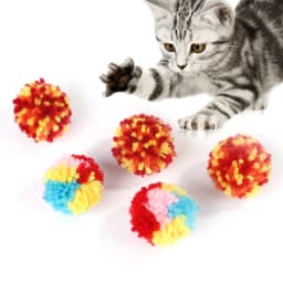 Funny Cat Toys Colorful Woolen Ball Interactive Boredom Relief Kitten Toy Chasing Indoor Playing Plush Balls Pet Supplies