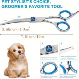 Premium Pet Grooming Scissors Safety Round Tip, Scissors Portable Stainless Steel Shears For Dogs & Cats Pets Shears Supplies