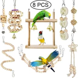 1/8PCS Set Combination Parrot Bird Toys Wood Articles Bite Pet Bird Toys For Parrot Training Bird Toy Swing Ball Bell Standing