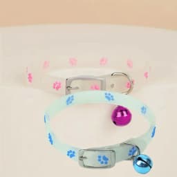 Cat Collar Glow in the Dark Footprint Cute Charms Adjustable Luminous Pet Collar for Kitten Chihuahua Night Walking Camping