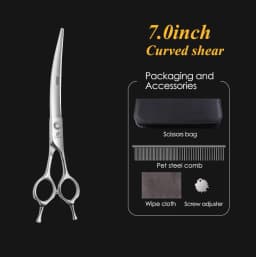 Fenice Pet Grooming Scissors 6/6.5/7/7.5 inch Professional Cutting Curved Thinning Chunker Shears For Pet Groomers Household Use