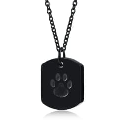 Cremation Jewelry Paw Print Urn Necklace for Ashes for Women Men Memorial Cat Dog Ashes Pendant Square Hang Tag Pendant