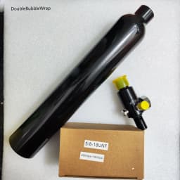 0.38L Matte Black Flat Aluminum Bottle 50mm OD 5/8"-18 UNF Inlet Thread Tank Bottle 20Mpa 4500psi Tank For Cylinder Diving