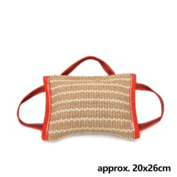 Handles Tough Jute Dog Bite Pillow Linen Tug Toy Aggressive Biting Pad Interactive Pull Chew Bag For Medium Large Pets