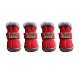 Warm Pet Snow Boots Fashion Waterproof Non Slip Winter Pet Dog Shoes Plush/PU Soft for 4Pcs/Set Winter