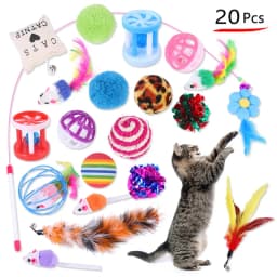 Kitten Toys Variety Cat Toy Combination Set Cat Toy Funny Cat Stick Sisal Mouse Bell Ball Cat Supplies 20 Pcs Set