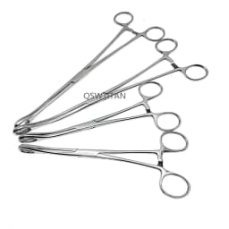 Sponge Forceps Serrated Jaws Stainless Steel Veterinary Surgical Instruments Straight/Curved 1 pc