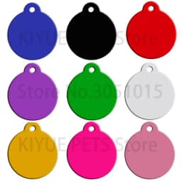 Wholesale 100pcs Dog Pet ID Tags Pendant Plate Lost Tag Puppy Cat Name Address Lable Round Collar Keyrings Accessories