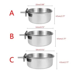Parrot Rabbit Hamster Pet Food Dish Stainless Steel Clamp-on Water Drinker Bird Feeder Feeding Bowl Cage Cup Hanging bowl