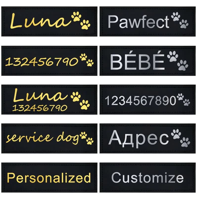 2 PCS Dog Tag Patches Personalized ID Name Custom Labels K9 Harness Collar Sticker Custom Pet Supplies