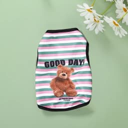 Cartoon Bear Dog Clothes Cute Cotton Pet Striped Bear T-Shirt Striped Bear Vest for Puppy Small and Medium Dog Shih Tzu XS-XXL