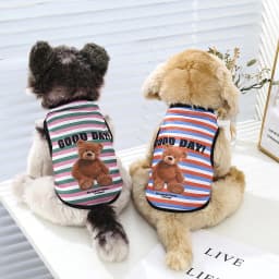 Cartoon Bear Dog Clothes Cute Cotton Pet Striped Bear T-Shirt Striped Bear Vest for Puppy Small and Medium Dog Shih Tzu XS-XXL