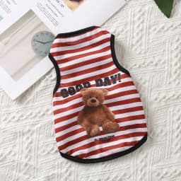Cartoon Bear Dog Clothes Cute Cotton Pet Striped Bear T-Shirt Striped Bear Vest for Puppy Small and Medium Dog Shih Tzu XS-XXL