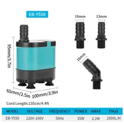Submersible Water Pump for Aquarium, Fountain Pump for Fish Tank, Garden Fountain, Home, Submersible Waterfall, 220V
