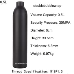 0.22L-0.5L Aluminum Bottle Tank 4500 PSI Tank Cylinder Diving Aquarium Plant CO2 Tank Dive Oxygen Tank Thread M18*1.5