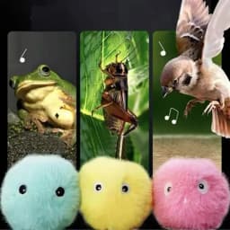 Cat Toys Balls Sound Frogs Birds Chirping Crickets EVA Balls Rolling Cat Plush Soft Self-Heeling Teaser Toys Pet Accessories