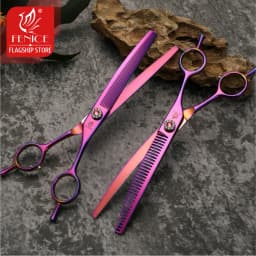 Fenice 7.25 Inch JP440C Professional Dog Grooming Scissors Curved Chunkers Thinning Shears for Pet Hair Cutting Tijeras Tesoura