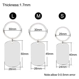 50Sets Dog Id Tags Stainless Steel Rectangle Blank Stamping Pendants Military Soldier Card Jewelry Making DIY Necklacer Key Ring