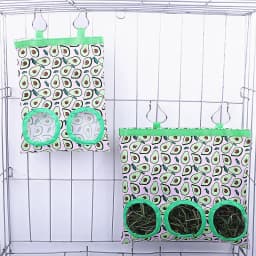 Rabbit Hay Bag 2/3 Holes Hanging Dry Grass Feeder for Guinea Pig Bunny Chinchillas Rats Small Animal Food Storage Bag