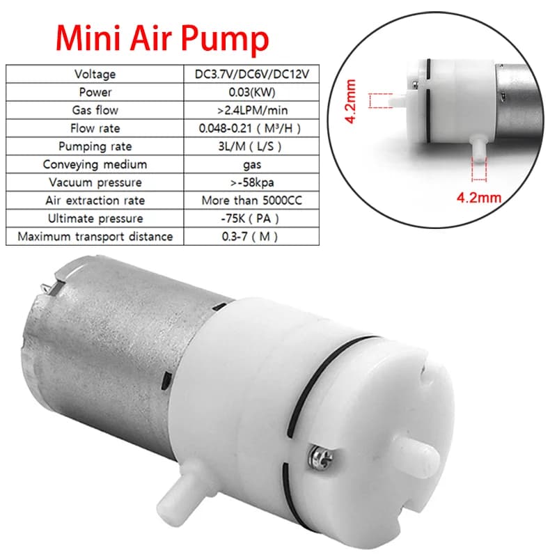 3.7v 6v 12v 370 Mini Air Pump Electric Micro Vacuum Booster Motor for Beauty Instrument Medical Treatment Breast Pump Noise 65db