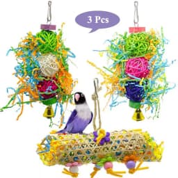 2/3Pcs/lot Bird Parrot Toy Set Colorful Shredder Foraging Assorted Hanging Cage Bird Chewing Rack Toys Pet Parrot Molar Bite Toy
