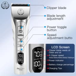 Fenice New Upgrade 5000mA Capacity Cordless LCD Screen Pets Dog Grooming Clippers Rechargeable Haircut Shaver for Trimming Salon
