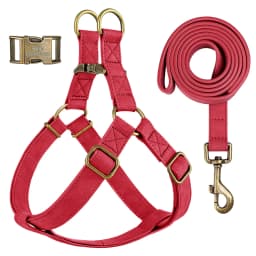 Custom PU Leather Harness And Leash Engraved Dog ID Buckle Harnesses Vest Pet Leading Rope Durable For Small Medium Dogs Bulldog