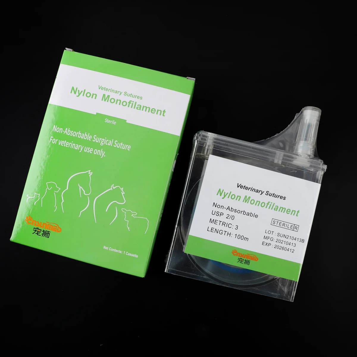 Veterinary Nylon Suture Monofilament Boxed Thread 100m Blue Sterile Non-absorbable Pet