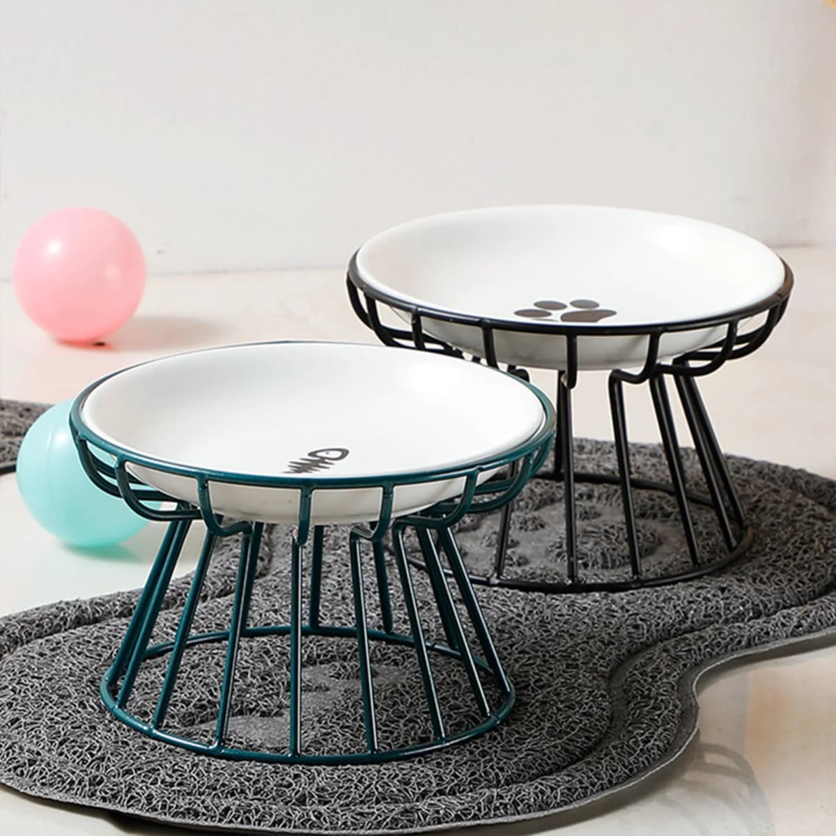 1pcs Ceramic Cat Food Bowl Wide Safe Pets Water Food Bowls Non Slip Shallow Dish for Kitten Puppy Food Water Feeding