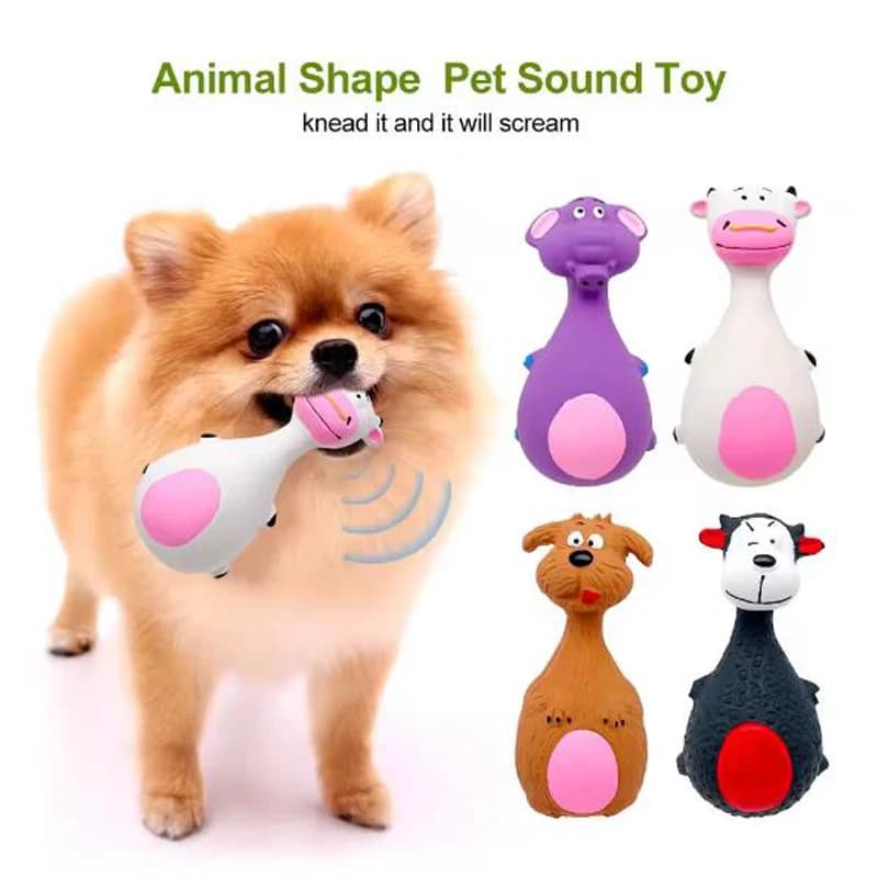 Dog Toys Sound Squeaky Elephant/Cow Animal Chew Pet Rubber Vocal Toys For Small Large Dogs Bite Resistant Interactive Toy