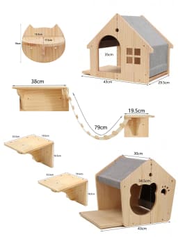 Cat Wall Climbing House Shelf Bed Wall Mounted Tree Tower Hiding House Villa Castle for Indoor Cats Accessories Sleeping