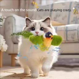 Interactive Cat Toy Electric Simulation Bird With Chirping Sound Flapping Wings Plush Chew Bite Toy For Kittens Cats Pet Supplie