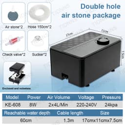 Silent Aquarium Oxygen Air Pump with Check Valve Fish Tank Double Outlet Large Oxygenator Aquarium Air Compressor Aerator 220v8w