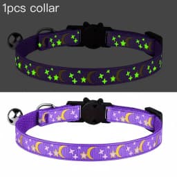Pet Collar Cat Dog Gold Color Stars and Moon Pet Collar with Bell and PP Material Separate Luminescence Safety Buckle Solid Safe