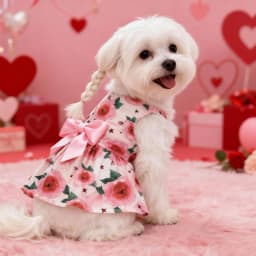 Dog Print Dress Clothing Rose Bow Dress Dog Cat Love Balloon Thin Dress Holiday Party Valentine's Day Festival Dress Up Supplies