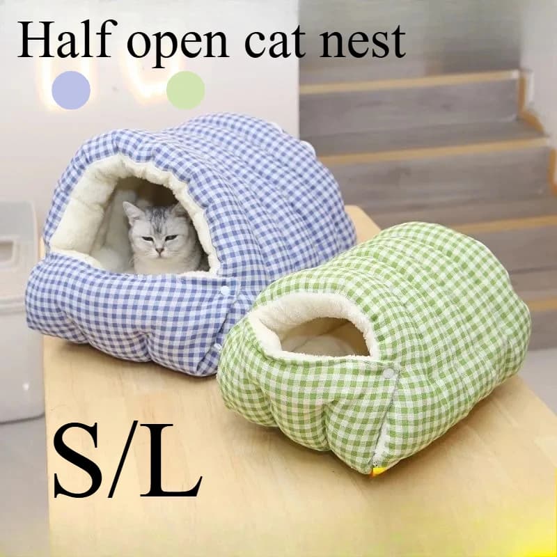 Foldable Winter Pet Sleep Bed/Bag for Cats Dogs, Thickened Semi-Enclosed Design, Soft Indoor, Christmas/Warm in Autumn/Winter